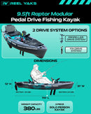 Raptor 9.5ft Fin Drive Modular Fishing Kayak by ReelYaks