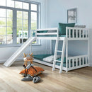 Twin over Twin Bunk Wooden Low Bed with Slide Ladder for Kids by LJGDeals