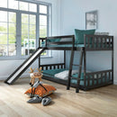 Twin over Twin Bunk Wooden Low Bed with Slide Ladder for Kids by LJGDeals