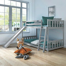 Twin over Twin Bunk Wooden Low Bed with Slide Ladder for Kids by LJGDeals