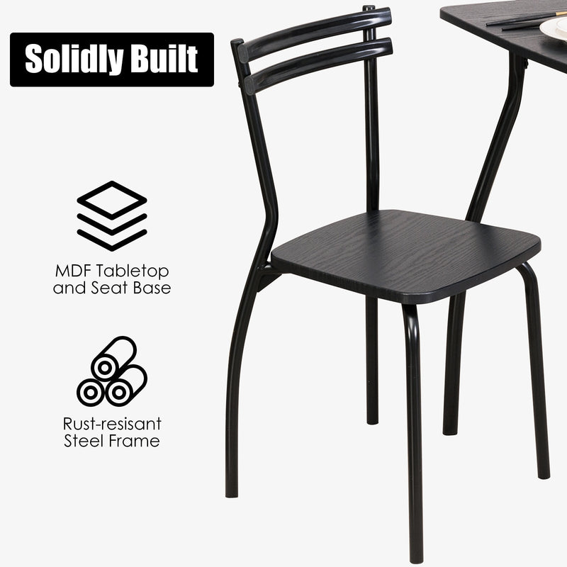 5 Pieces Dining Table Set with 4 Chairs and Backrests, photo 5 of 8