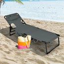 Folding Beach Lounge Chair with Pillow for Outdoor-Gray by LJGDeals