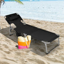 Folding Beach Lounge Chair with Pillow for Outdoor-Black by LJGDeals