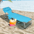 Folding Beach Lounge Chair with Pillow for Outdoor-Turquoise by DirectDeals