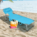 Folding Beach Lounge Chair with Pillow for Outdoor-Turquoise by LJGDeals