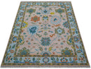 Emmy Custom Made Traditional Design Peach Hand Knotted Wool Rug