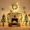 4 Pieces Christmas Decoration Set with Garland Wreath and Entrance Trees by DirectDeals