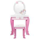 Kids Wooden Makeup Dressing Table and Chair Set with Mirror and Drawer by LJGDeals