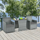 3 Pieces Patio Rattan Furniture Set with Cushioned Armrest Sofa by LJGDeals