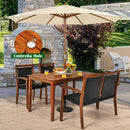 4 Pieces Acacia Wood Patio Rattan Dining Furniture Set by LJGDeals