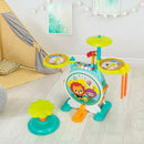 3 Pieces Electric Kids Drum Set with Microphone Stool Pedal by LJGDeals