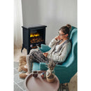 Compact Portable Space Heater with Realistic Flame Effect-Black by DirectDeals