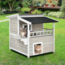 2-Story Wooden Patio Luxurious Cat Shelter House Condo with Large Balcony by LJGDeals