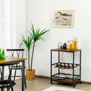 Kitchen Bar Cart Serving Trolley on Wheels with Wine Rack Glass Holder-Rustic Brown by LJGDeals