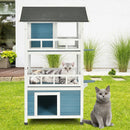 2-Story Outdoor Wooden Catio Cat House Shelter with Enclosure by LJGDeals