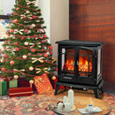 25 Inch Freestanding Electric Fireplace Heater with Realistic Flame effect-Black by LJGDeals