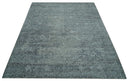 Blue And charcoal Transitional Design Hand Knotted 8.8x11.6 Wool Area Rug