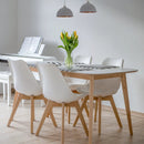 Set of 4 Dining Chairs Mid-Century Modern Shell PU Seat with Wooden Legs by LJGDeals
