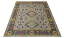 Silver Charcoal Purple Wool Area Rug - Hand Knotted Oriental