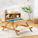 3-in-1 Kids Picnic Table Wooden Outdoor Water Sand Table with Play Boxes by LJGDeals
