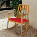 Patio Acacia Wood Rocking Chair Sofa with Armrest and Cushion for Garden and Deck by LJGDeals