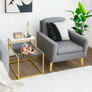 2 Tier End Side Table with Metal Frame and Storage Shelf for Living Room-White by LJGDeals
