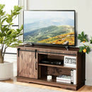 Sliding Barn Door TV Stand with Adjustable Shelf Cabinet-Dark Walnut by LJGDeals