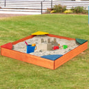 Kids Outdoor Wooden Backyard Sandbox with Built-in Corner Seating by LJGDeals