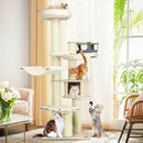 77.5-Inch Cat Tree Condo Multi-Level Kitten Activity Tower with Sisal Posts-Cream White by LJGDeals