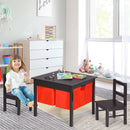 2-in-1 Kids Activity Table and 2 Chairs Set with Storage Building Block Table