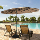 15 Feet Double-Sided Twin Patio Umbrella with Crank and Base by LJGDeals