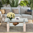 Rectangle Glass Coffee Table with Metal Legs for Living Room by DirectDeals