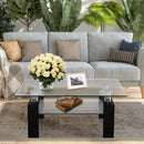 Rectangle Glass Coffee Table with Metal Legs for Living Room by LJGDeals