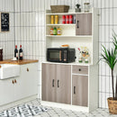 4-Door Freestanding Kitchen Buffet with Hutch and Adjustable Shelves by LJGDeals