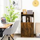 Storage Cabinet Bookcase with Doors and Display Shelf-Rustic Brown by LJGDeals