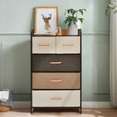 4-Tier Organizer Tower Steel Frame Wooden Top Storage with 5-Drawer Dresser-Muticolor by DirectDeals