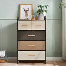 4-Tier Organizer Tower Steel Frame Wooden Top Storage with 5-Drawer Dresser by LJGDeals