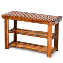 Freestanding Wood Bench with 3-Tier Storage Shelves by LJGDeals