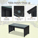 4 Pieces Rattan Patio Furniture Set with Weather Resistant Cushions and Tempered Glass Tabletop by LJGDeals