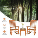 3 Pieces Eucalyptus Rocking Chair Set with Coffee Table by LJGDeals