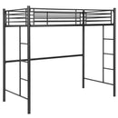 Twin Loft Bed Frame with 2 Ladders Full-length Guardrail -Black