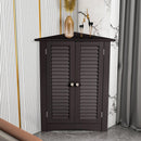 Bathroom Corner Storage Freestanding Floor Cabinet with Shutter Door by LJGDeals
