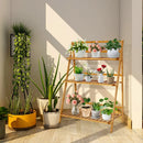 3-Tier Bamboo Foldable Plant Stand with Display Shelf Rack-Natural by LJGDeals
