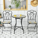 3 Pieces Patio Bistro Mosaic Design Set with Folding Chairs and Round Table by LJGDeals
