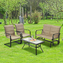 4 Pieces Outdoor Patio Furniture Set with Padded Glider Loveseat and Coffee Table-Brown by LJGDeals