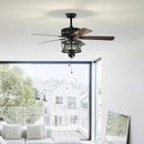 50 Inches Ceiling Fan with Lights Reversible Blades and Pull Chain Control-Black by LJGDeals