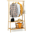 Bamboo Clothes Hanging Rack with 2-Tier Storage Shelf for Entryway Bedroom-Natural by LJGDeals