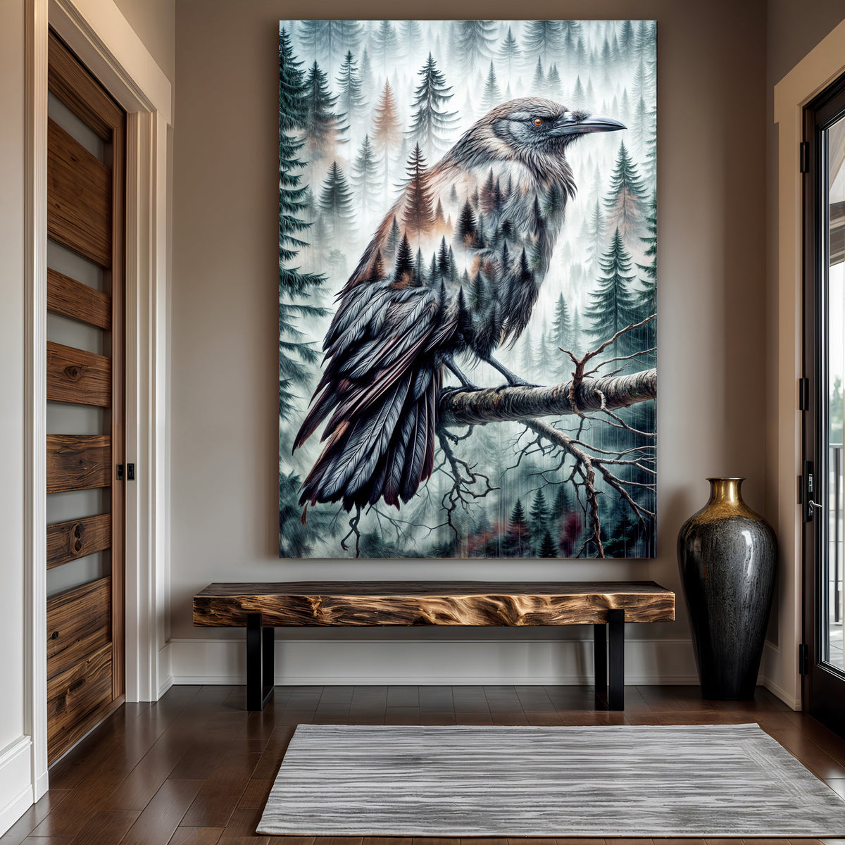 Crow Double Exposure Wall Art, photo 2 of 10