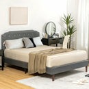 Upholstered Bed Frame with Adjustable Diamond Button Headboard by LJGDeals