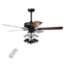 50 Inch Noiseless Ceiling Fan Light with Explosion-proof Glass Lampshades-Black by LJGDeals